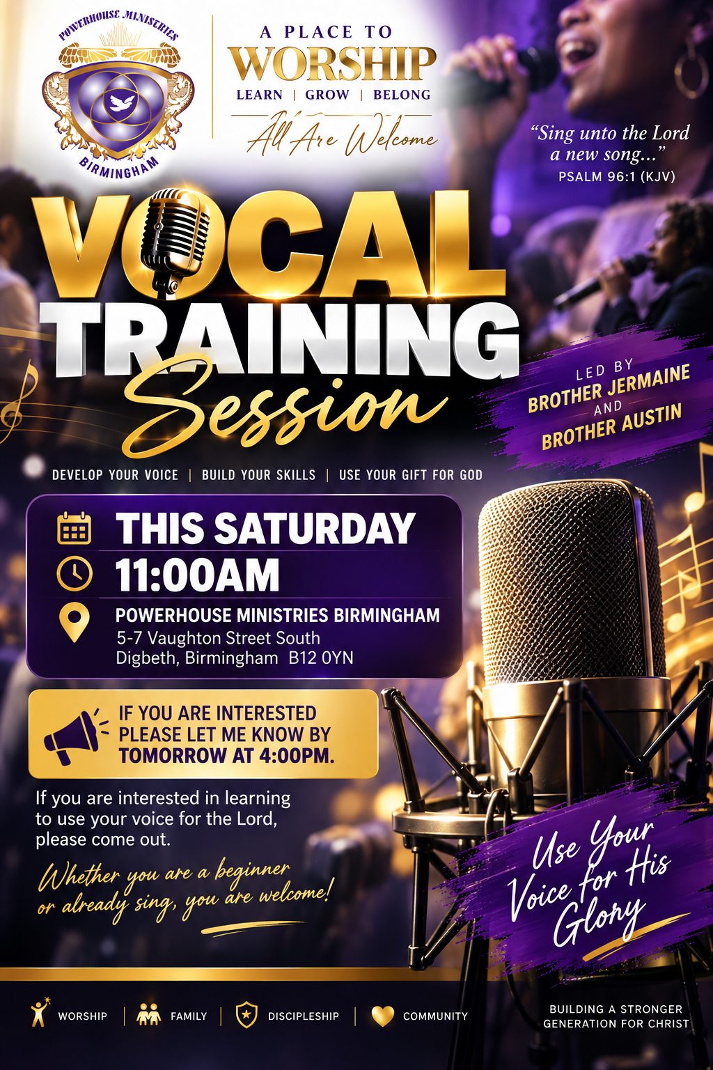 Vocal Training Session flyer